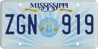 MS license plate ZGN919