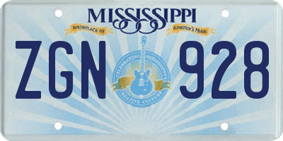MS license plate ZGN928