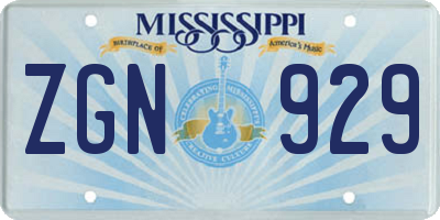 MS license plate ZGN929