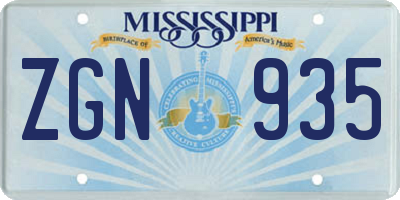 MS license plate ZGN935