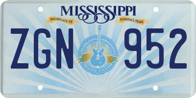 MS license plate ZGN952