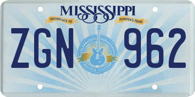 MS license plate ZGN962