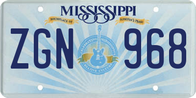 MS license plate ZGN968