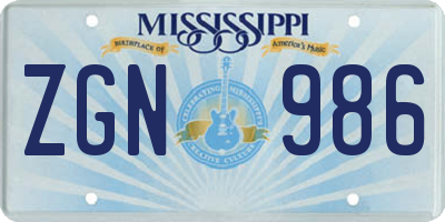 MS license plate ZGN986