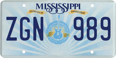 MS license plate ZGN989