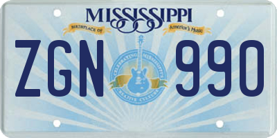 MS license plate ZGN990