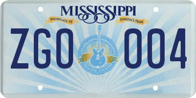 MS license plate ZGO004