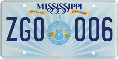 MS license plate ZGO006