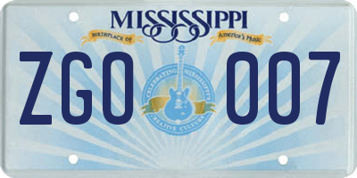 MS license plate ZGO007