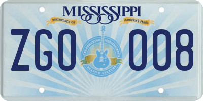 MS license plate ZGO008