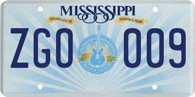 MS license plate ZGO009