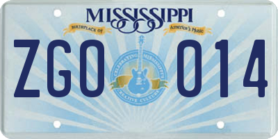 MS license plate ZGO014