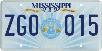MS license plate ZGO015
