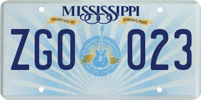 MS license plate ZGO023