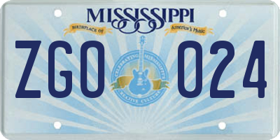 MS license plate ZGO024