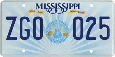 MS license plate ZGO025