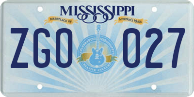 MS license plate ZGO027