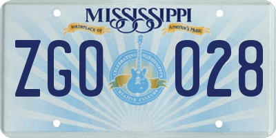 MS license plate ZGO028