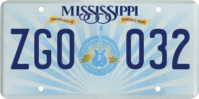 MS license plate ZGO032