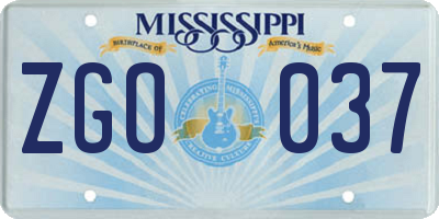 MS license plate ZGO037
