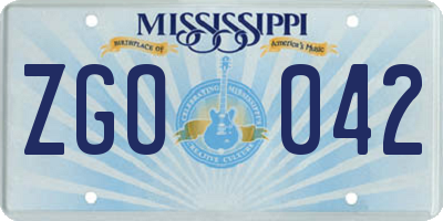 MS license plate ZGO042