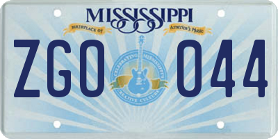 MS license plate ZGO044