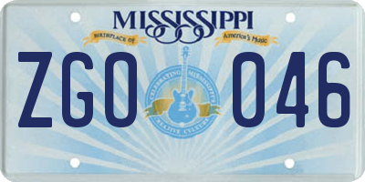 MS license plate ZGO046
