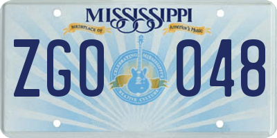 MS license plate ZGO048