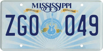 MS license plate ZGO049