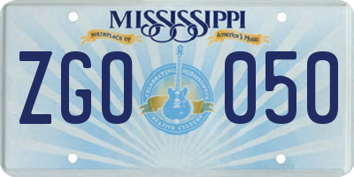 MS license plate ZGO050