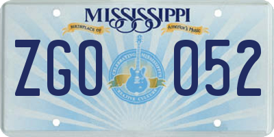 MS license plate ZGO052