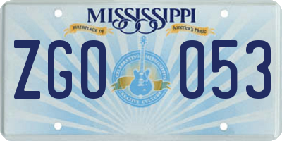 MS license plate ZGO053