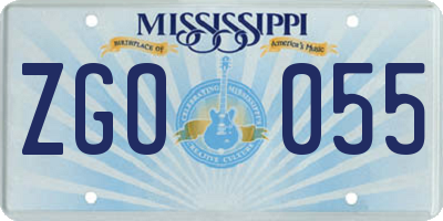 MS license plate ZGO055