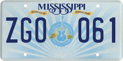 MS license plate ZGO061