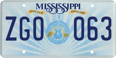 MS license plate ZGO063