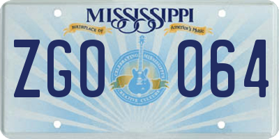 MS license plate ZGO064