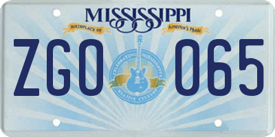 MS license plate ZGO065