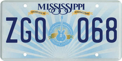 MS license plate ZGO068