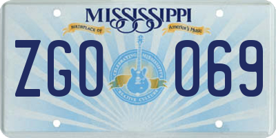 MS license plate ZGO069