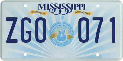 MS license plate ZGO071