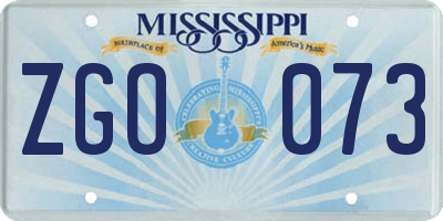MS license plate ZGO073