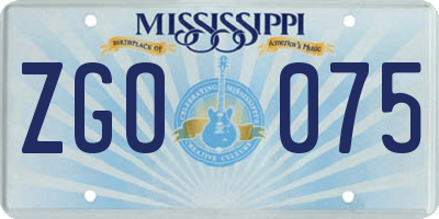 MS license plate ZGO075