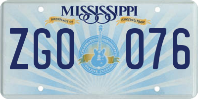 MS license plate ZGO076