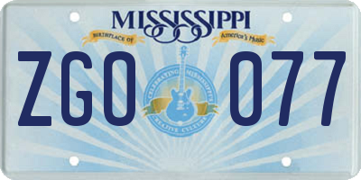 MS license plate ZGO077