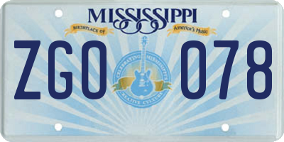 MS license plate ZGO078