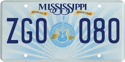 MS license plate ZGO080