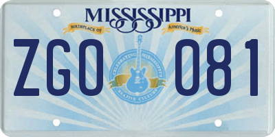MS license plate ZGO081