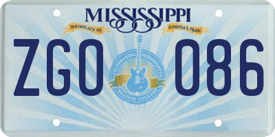 MS license plate ZGO086