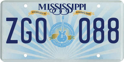 MS license plate ZGO088