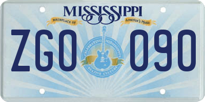 MS license plate ZGO090